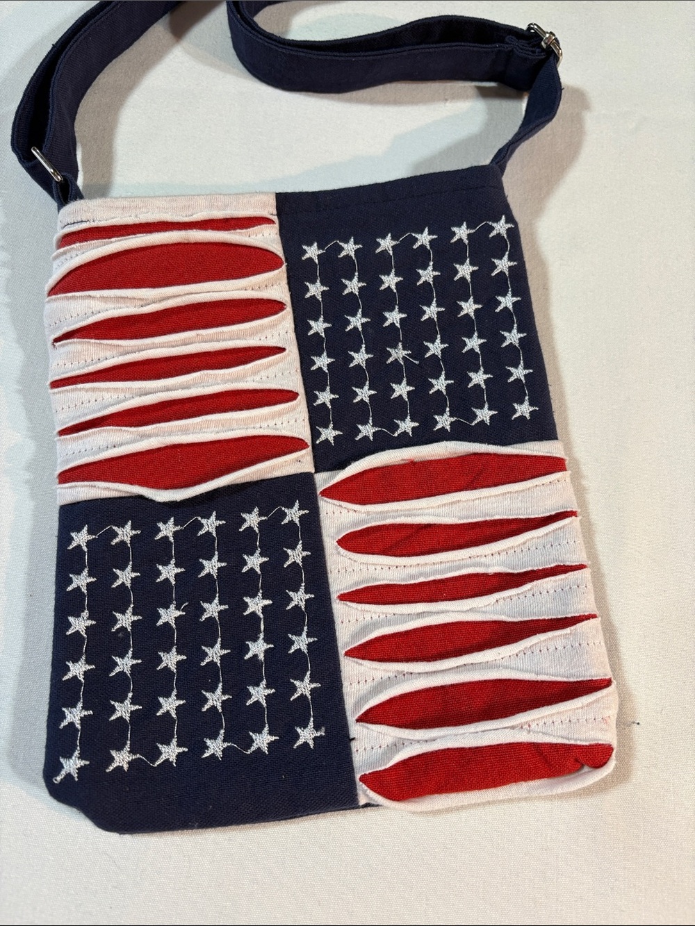 Patriotic Red White & Blue Crossbody Bag Handmade - Picture 2 of 9